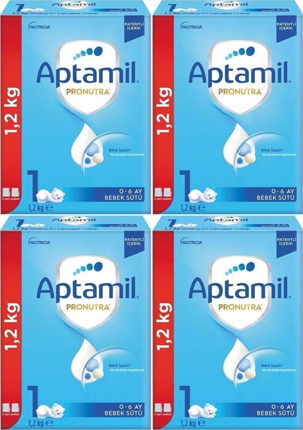 Nutrıcıa Aptamil Pronutra 1200GR Bebek Sütü No:1 (0-6 Ay) Yenidoğan Doğumdan itibaren (4 Lü Set) - Image 1