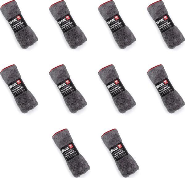 Silver Home Jumbo Mikrofiber Süper Emici Havlu Kurulama Temizlik Bezi - Gri - 50x70 Cm. - 10 Adet - Image 1