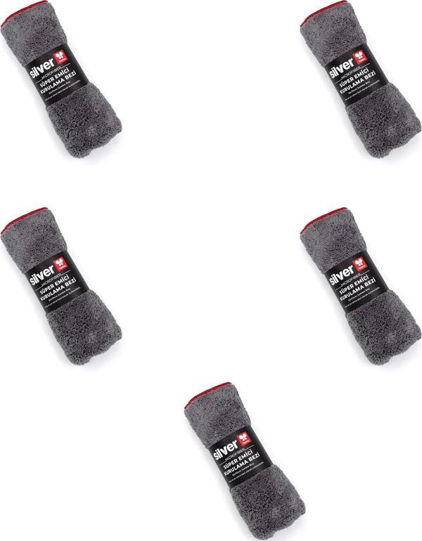 Silver Home Jumbo Mikrofiber Süper Emici Havlu Kurulama Temizlik Bezi - Gri - 50x70 Cm. - 5 Adet - Image 1