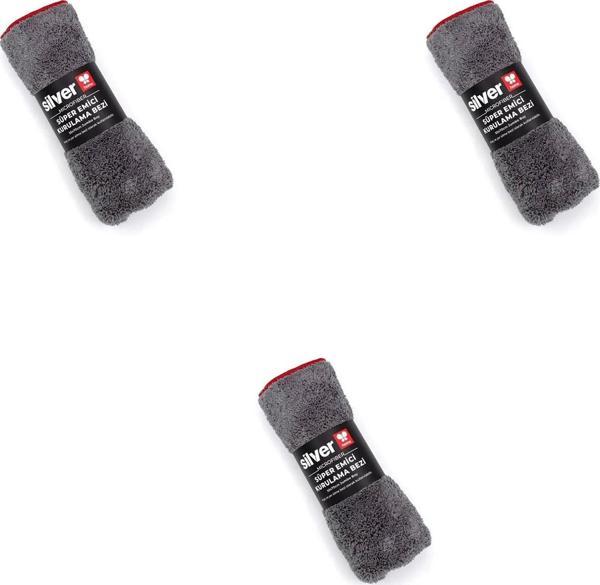 Silver Home Jumbo Mikrofiber Süper Emici Havlu Kurulama Temizlik Bezi - Gri - 50x70 Cm. - 3 Adet - Image 1