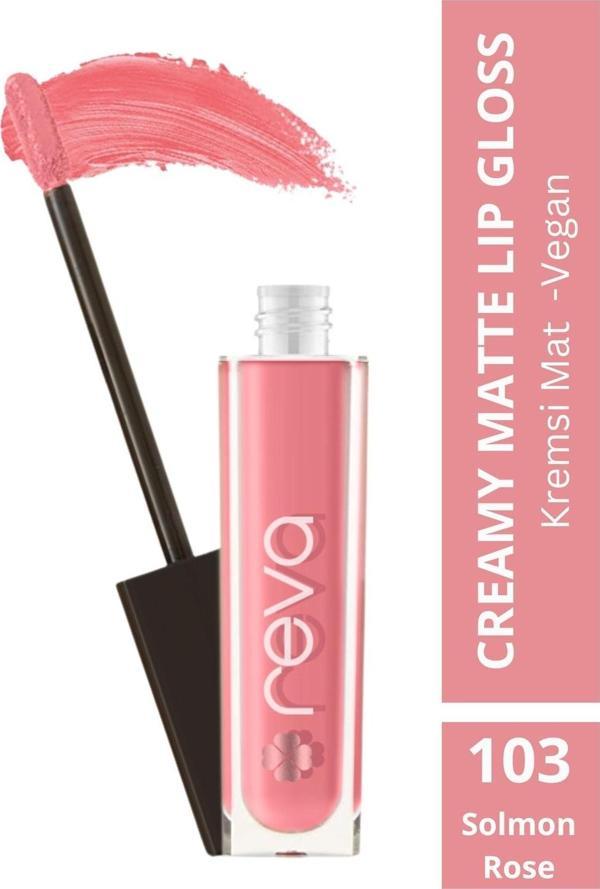 Creamy Matte Lip Gloss Solmon Rose - Mat Krem Dudak Parlatıcısı - No:103 - Vegan & Temiz Içerik - Image 1