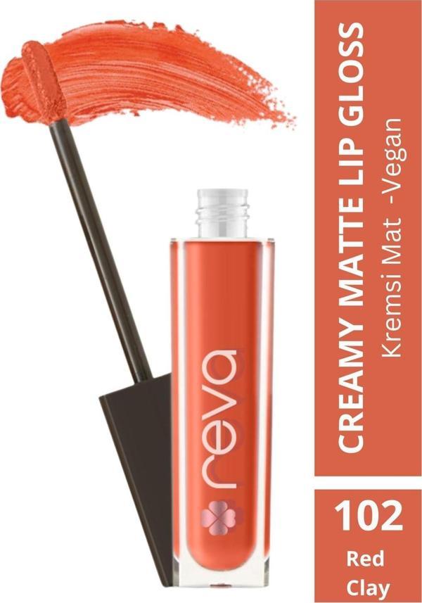 Creamy Matte Lip Gloss Red Clay - Mat Krem Dudak Parlatıcısı - No: 102 - Vegan & Temiz İçerik - Image 1