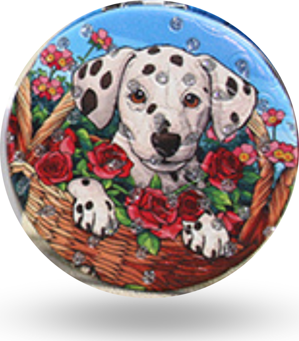 Büro Ev Ofis Kişisel Hediyesi için 7CM Yuvarlak Köpek Tasarım Taşlı İnce El Aynası - Image 1