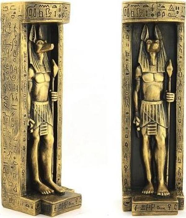 Büro Ev Ofis Dekoru için Anubis Figürlü Mumluk - Image 1