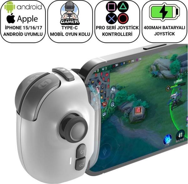 Polham iOS & Android Uyumlu Type-C Mobil Oyun Kolu | Pro Joystick | 400mAh Bataryalı Gamepad, Tak Çalıştır - Image 1