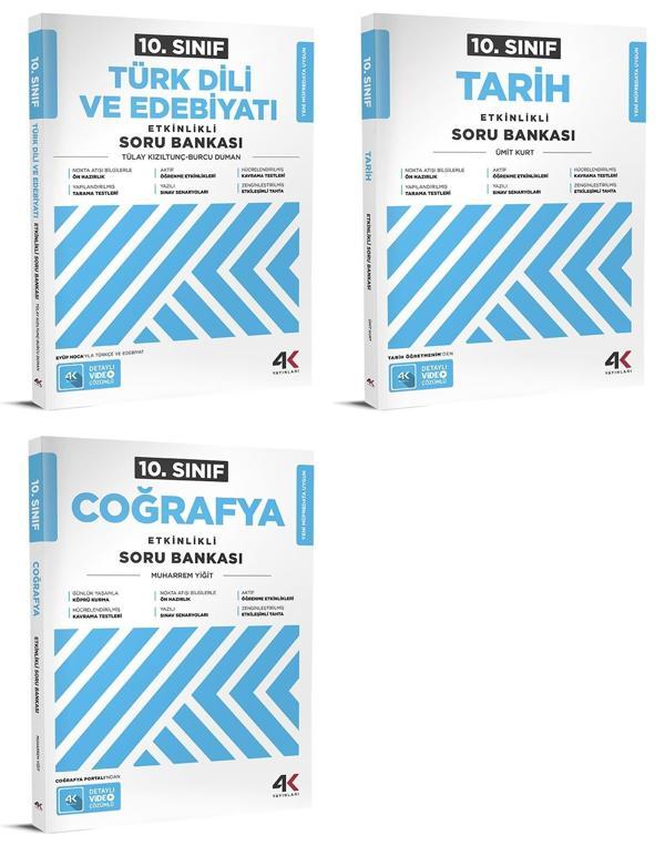 4K 2026 10. Sınıf Edebiyat + Tarih + Coğrafya Soru Bankası Seti 3 Kitap - Image 1