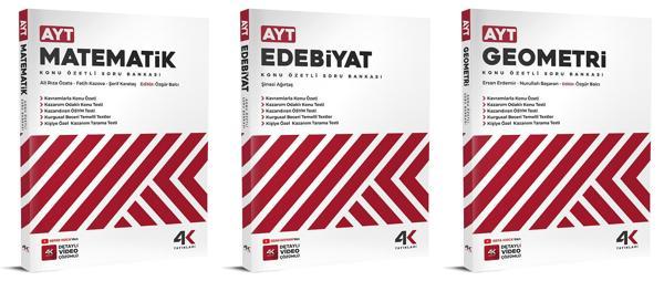 4K 2026 Ayt Matematik + Edebiyat + Geometri Soru Bankası Seti 3 Kitap - Image 1