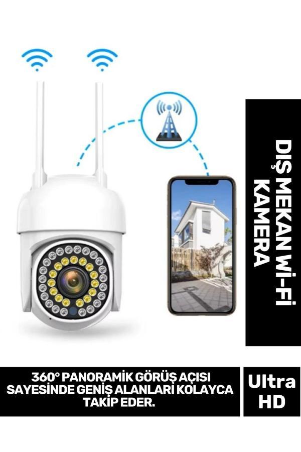 360° Panoramik Görüş Açı Hareket Algılama Sensörlü Suya Dayanıklı Gece Görüş Dış Mekan Wi-Fi Kamera - Image 1