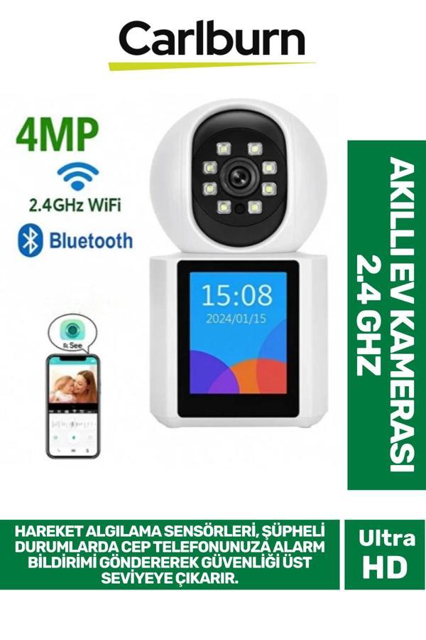 2.8 inç IPS Ekranlı Çift Taraflı Seslendirme Hareket Algılama 4MP Lens 2.4 GHz Akıllı Ev Kamerası - Image 1