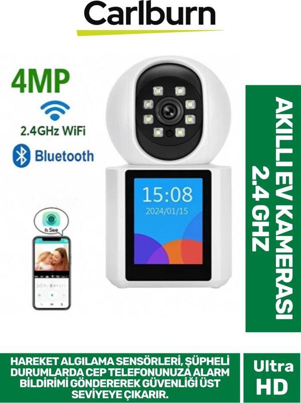 2.8 inç IPS Ekranlı Çift Taraflı Seslendirme Hareket Algılama 4MP Lens 2.4 GHz Akıllı Ev Kamerası - Image 1