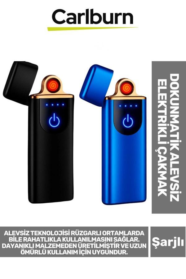 Premium Usb Şarjlı Rüzgardan Etkilenmez Dayanıklı Uzun Ömürlü Dokunmatik Alevsiz Elektrikli Çakmak - Image 1
