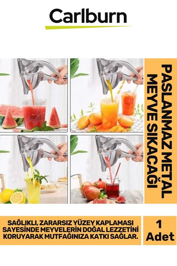 Özel Üretim Zararsız Yüzey Kaplamalı Portakal Limon Nar Paslanmaz Metal Meyve Sıkacağı El Presi - Image 1