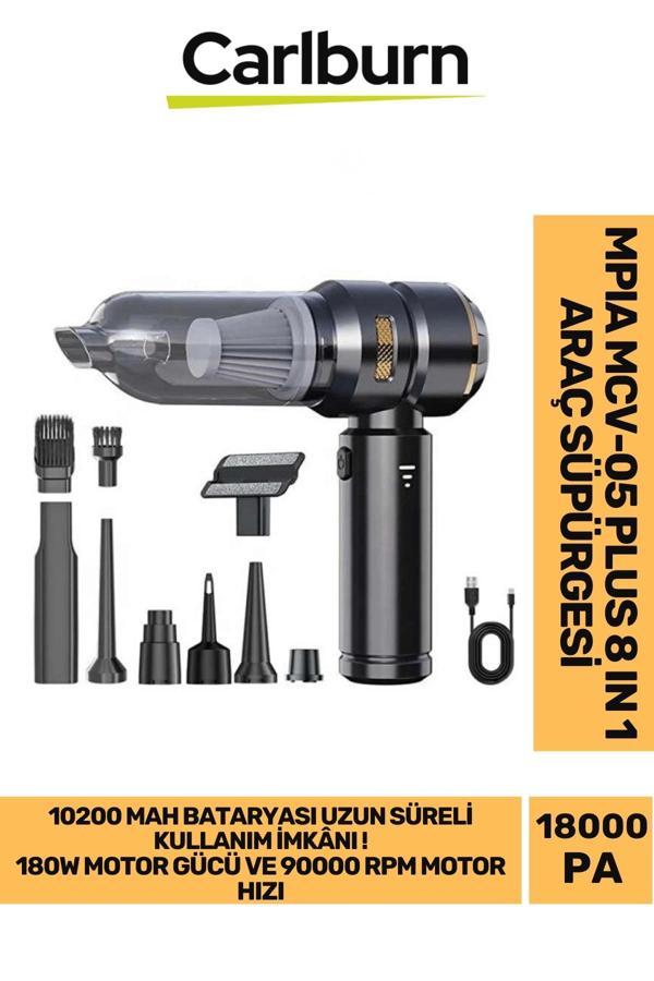 Premium 18000 PA Çekim Emiş Gücü 180W Led Göstergeli 0.5L Hacimli Şarjlı 10200 mAh Araç Süpürgesi - Image 1
