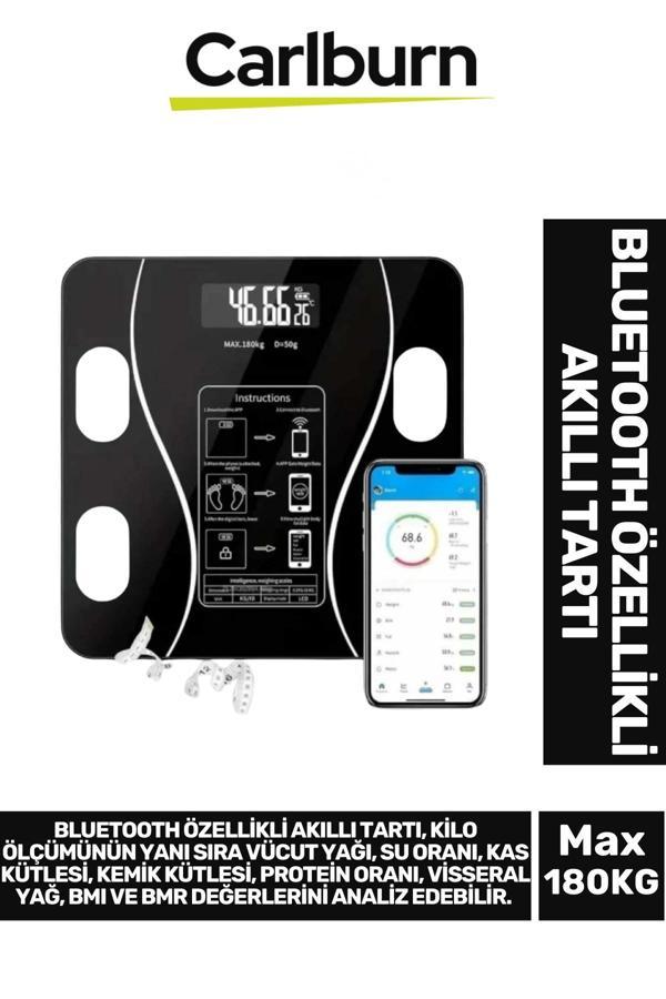 Lcd Ekran Kas Kütle Vücut Yağı Kemik Kütle Protein Oranı Ölçer Bluetooth Özellikli Akıllı Tartı - Image 1
