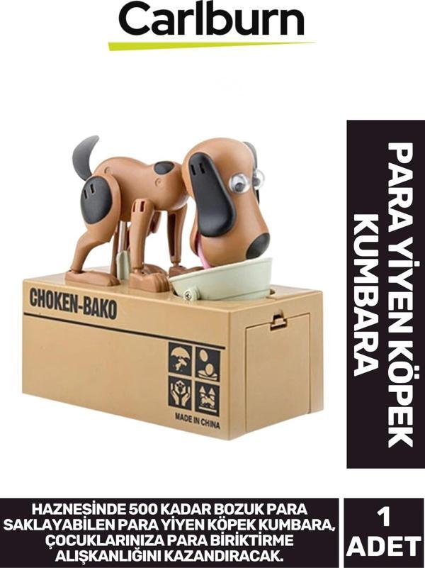 Özel Üretim Dekoratif 500 Demir Para Kapasiteli Pilli Para Yiyen Köpek Kumbara 16x15x8cm - Image 1