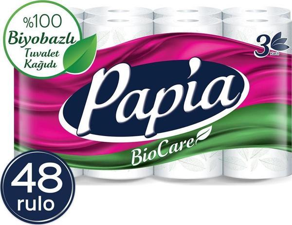 Papia Biocare Tuvalet Kağıdı 48 Rulo (16 Rulo X 3 Paket) - Image 1