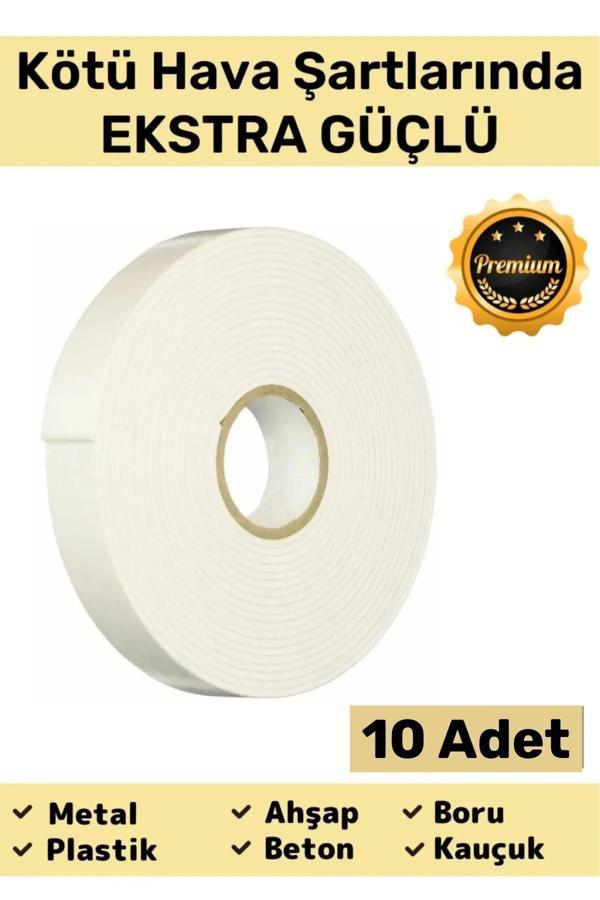 Premium Güç Kolay Uygulama Uzun Ömürlü Kuvvetli Yapışkan İz Bırakmaz 10 Adet Çift Taraflı Köpük Bant - Image 1