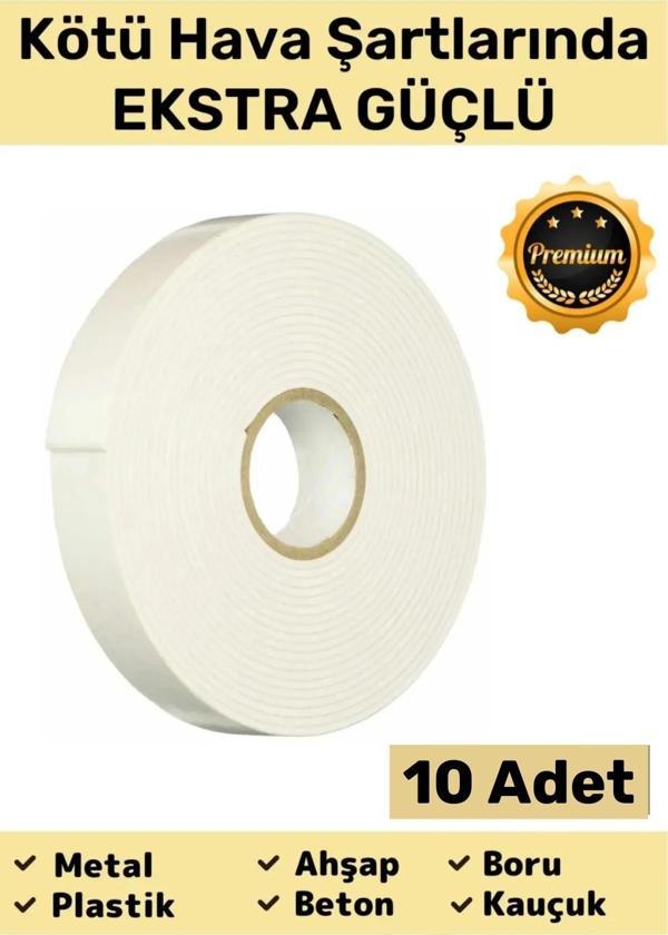 Premium Güç Kolay Uygulama Uzun Ömürlü Kuvvetli Yapışkan İz Bırakmaz 10 Adet Çift Taraflı Köpük Bant - Image 1