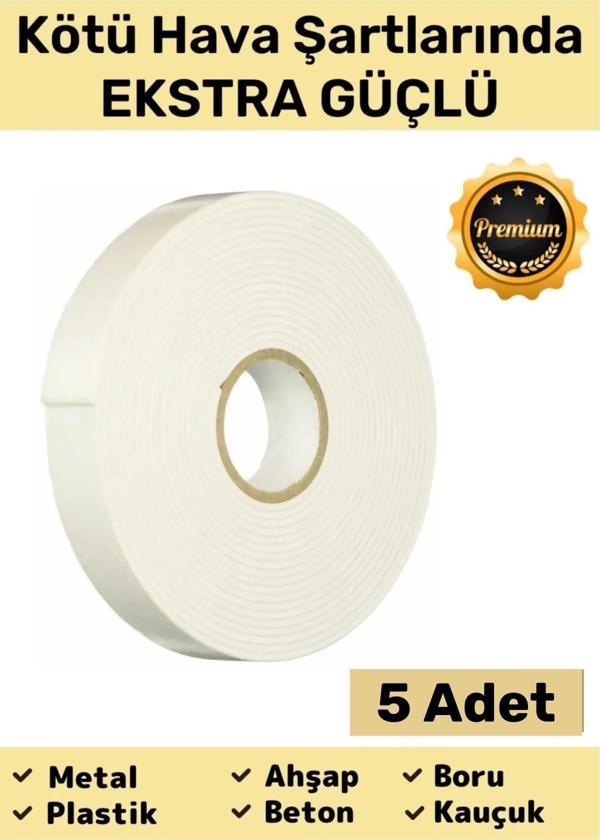 Premium Güç Kolay Uygulanır Uzun Ömürlü Kuvvetli Yapışkan İz Bırakmaz 5 Adet Çift Taraflı Köpük Bant - Image 1