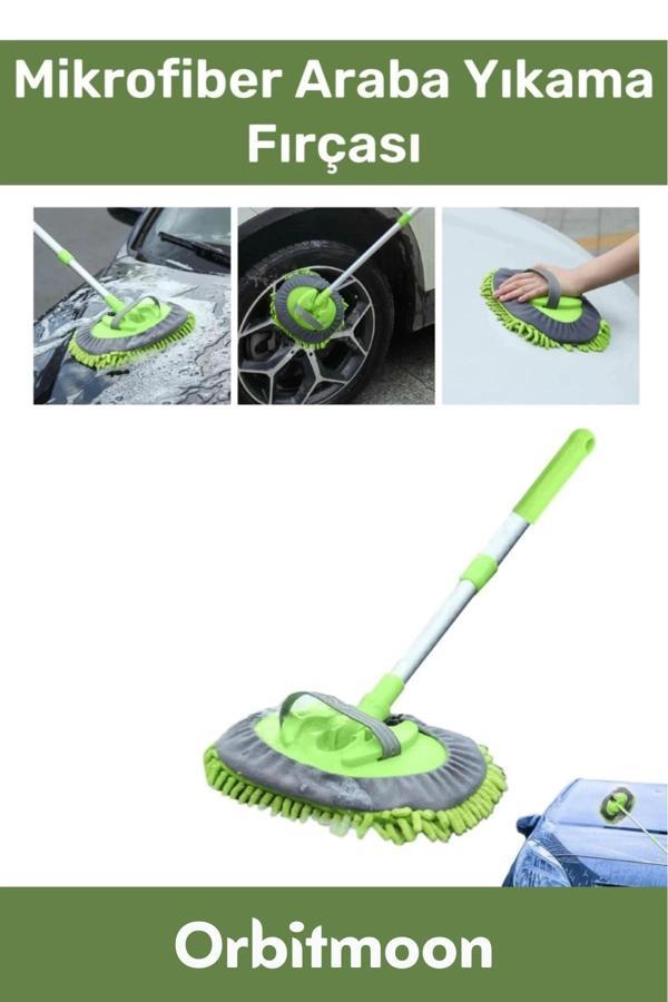 Premium Seri 180 Derece Dönen Çizmez Mikrofiber Araba Otomobil Yıkama Sopalı Fırça Seti - Image 1