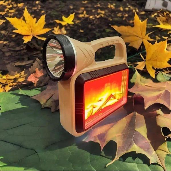Güneş Enerjili Şömineli Çok Fonksiyonlu Çift Işık Kaynağı Usb Şarjlı Solar El Feneri - Image 1