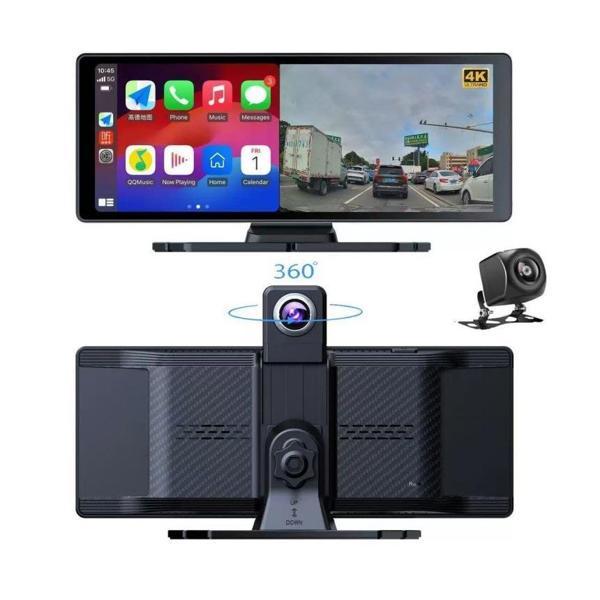 Ga83 10 İnç 4K DVR Araç İçi Elle Dönen Kamera ve Geri Görüş Carplay Android Auto FM Radyo - Image 1