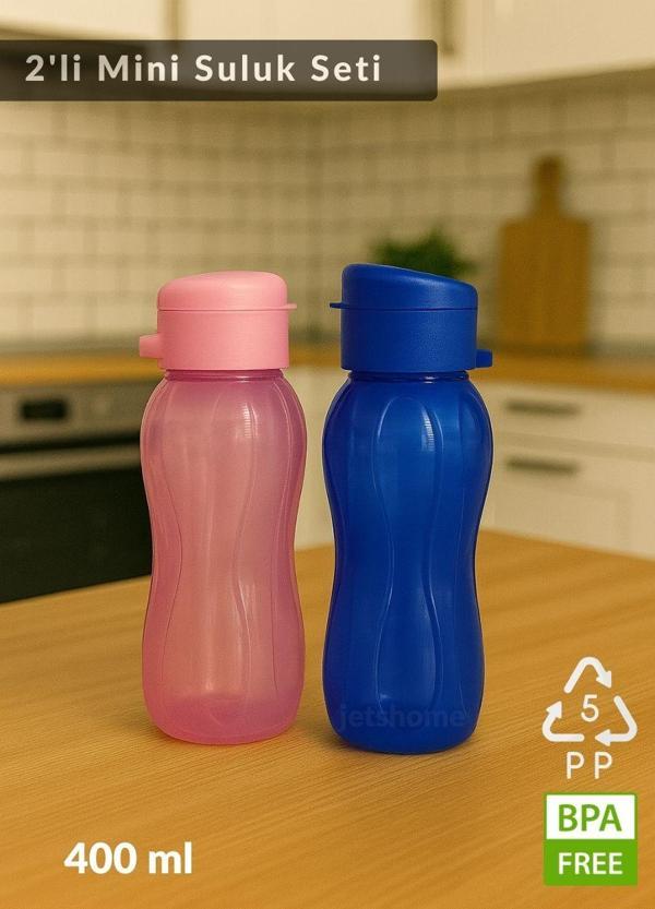 2'li Set BPA Free 400 ml Su Şişesi – Kokusuz, Akıtmaz, PP-5, Spor ve Okul Suluk - Image 1