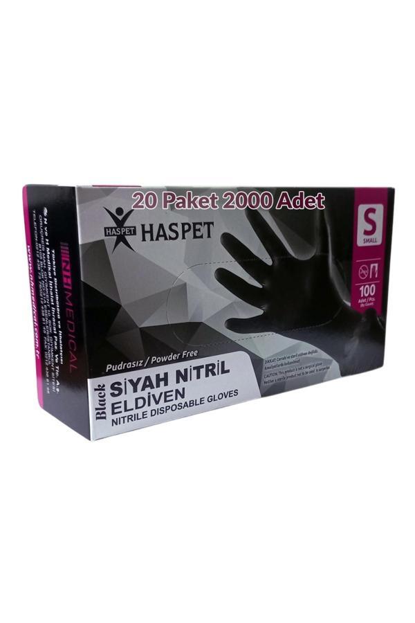 Siyah Nitril Pudrasız Eldiven S Beden Yirmili Paket 2000 Adet - Image 1