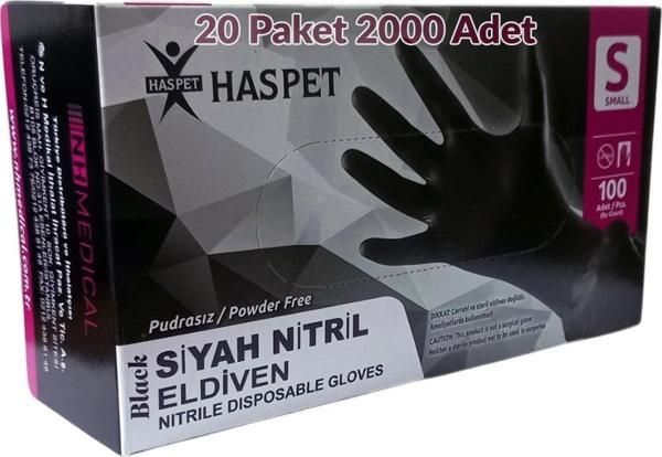 Siyah Nitril Pudrasız Eldiven S Beden Yirmili Paket 2000 Adet - Image 1