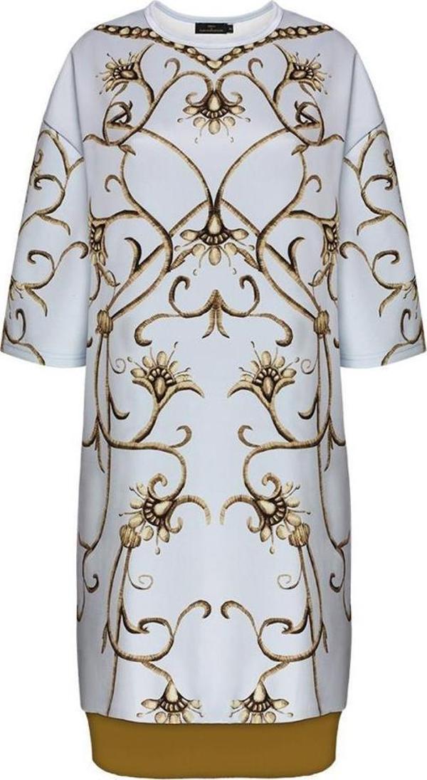 Gri Yarım Kollu Monogram Elbise 40 Beden - Image 1
