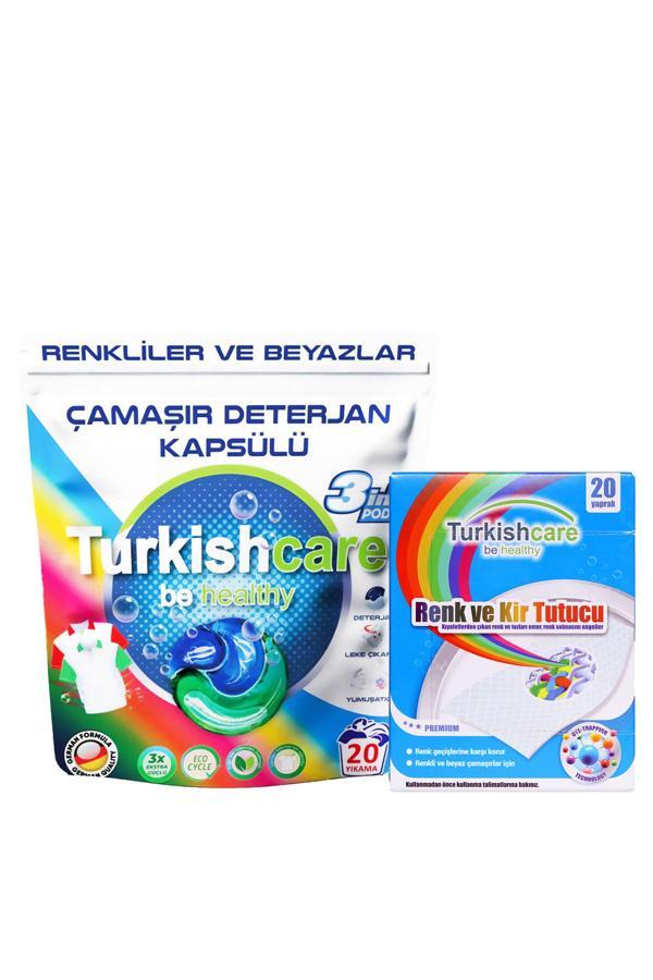 Renkli ve Beyazlar İçin Çamaşır Deterjan Kapsülü ve Renk Koruyucu Mendil Paketi - Image 1