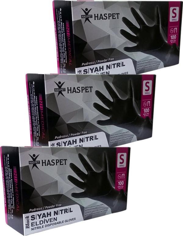 Siyah Nitril Pudrasız Eldiven S Beden Üçlü Paket 300 Adet - Image 1