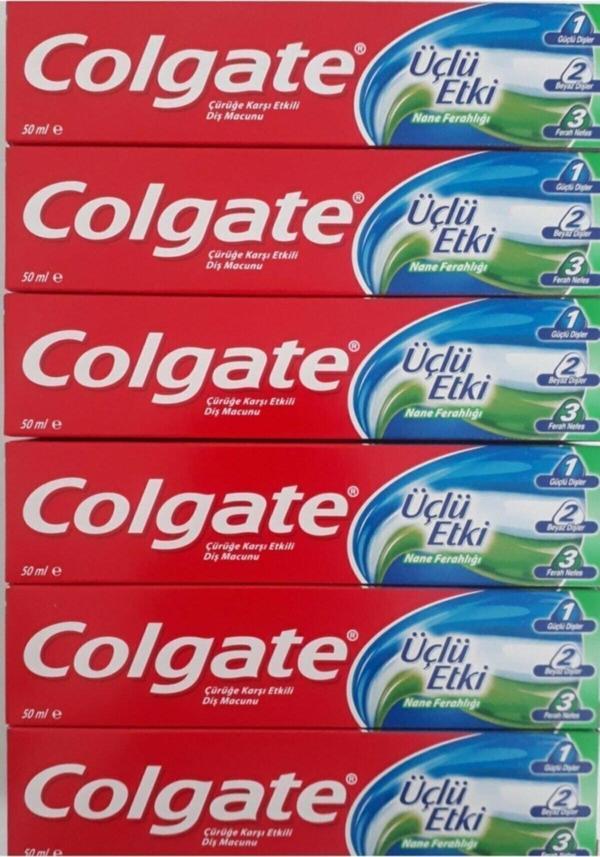 Colgate Üçlü Etkili Diş Macunu 50ml 6lı Paket - Image 1