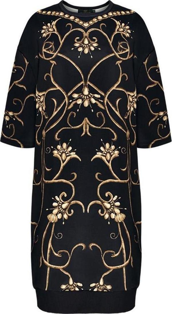 Siyah Yarım Kollu Monogram Elbise 38 Beden - Image 1