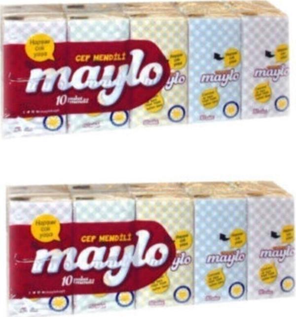 Maylo Kağıt Cep Mendil (10'LU X 10ADET) ''2 Paket'' - Image 1