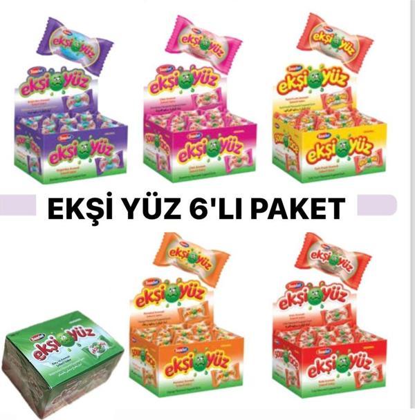 Saadet EKŞİ YÜZ 100 ADET X 6 Paket (Tutti fruitsi,Boğürtlen,Çilek,Kola,Portakal,Karpuz) - Image 1