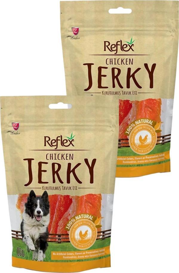 Jerky Kurutulmuş Tavuk Eti Köpek Ödül Maması 80gr İkili Paket - Image 1