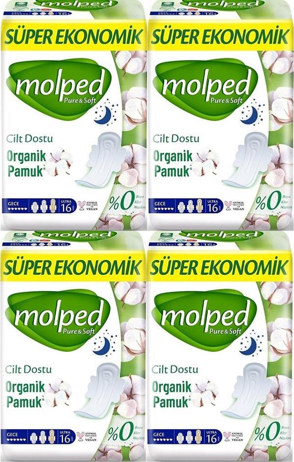 Molped Pure &amp; Soft Gece Süper Ekonomik Ped 16 Lı X 4 Adet - Image 1