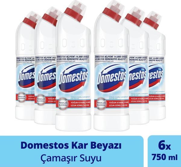 Domestos Yoğun Kıvamlı Çamaşır Suyu Kar Beyazı Maksimum Hijyen 750 ml 6 Adet - Image 1