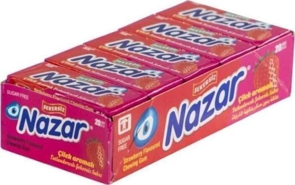 Nazar Çilek Aromalı Şekersiz Sakız 20'lı - Image 1