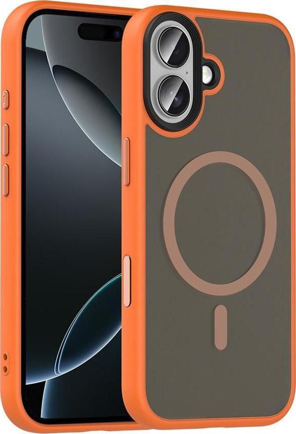 iPhone 17 Kılıf Mat Arka Yüzey Wireless Şarj Özellikli Flet M-safe Kılıf - Image 1