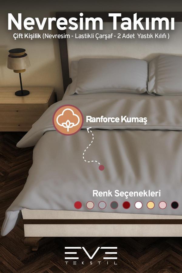 Ranforce Çarşaflı Yastık Ve Yorgan Kılıflı Çift Kişilik Nevresim Takımı 200x220 Cm - Image 1
