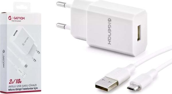 Genax Gnx001 Micro Usb - Usb Şarj Adaptörü Set 2A 10W Beyaz - Image 1