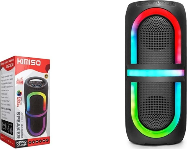 Kimiso QS3636 RGB LED FM Radyo 2x5W 2x4" Bluetooth Hoparlör - Image 1