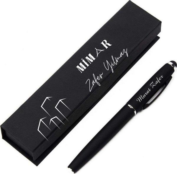 Kişiye Özel Mimar İsimli Siyah Metal Tükenmez Kalem ve Şık Hediye Kutusu - Image 1