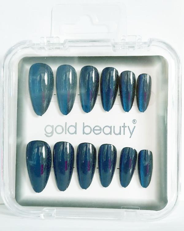 Gold Beauty Kedi Gözü Takma Tırnak 12 li EP-1527 - 18 Gece Mavisi - Image 1