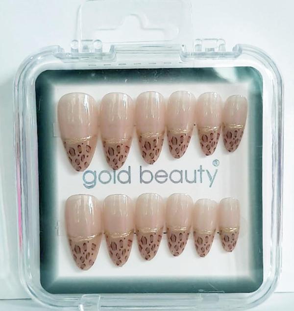 Gold Beauty Kedi Gözü Takma Tırnak 12 li EP-1527 - 26 Ten Ucu Desenli - Image 1