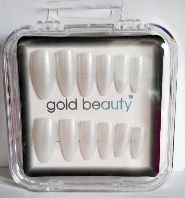 Gold Beauty Kedi Gözü Takma Tırnak 12 li EP-1527 - 7 Sedefli Beyaz - Image 1