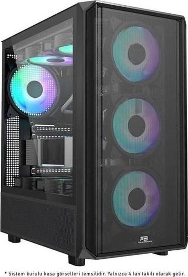 Powerboost Pb-P3602Bb 850W 80+ Bronze Usb 3.0 Atx Mesh Argb Fan Siyah Boş Bilgisayar Kasası - Image 1