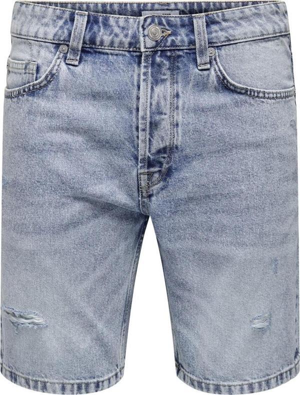 Only & Sons Rahat Erkek Denim Şort 22024848_Onsedge L. Blue Destroy 48 - Image 1